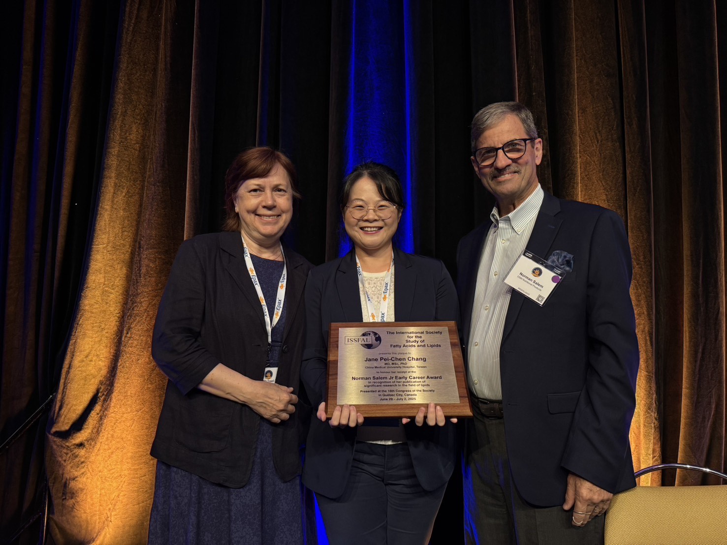 賀！恭喜精神醫學部兒童精神科主任與身心介面研究中心張倍禎醫師榮獲第十六屆國際脂肪酸與脂質研究學會(ISSFAL) Dr. Norman Salem Jr. 年輕學者獎
